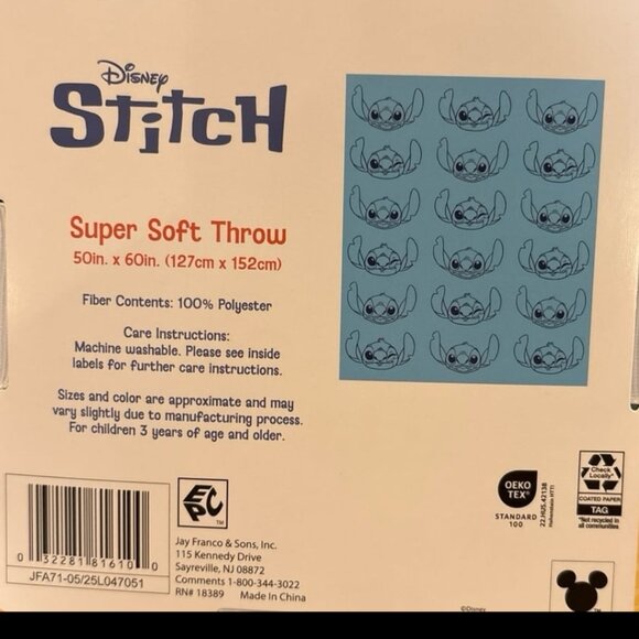 Disney Stitch Super Soft Throw Blanket 50" x 60" - Picture 3 of 5